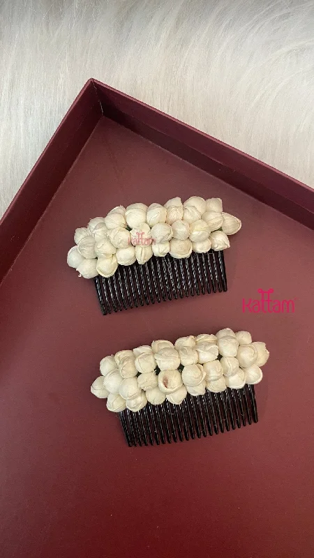 Handmade 3 Line Mallipoo Jasmine Hair Comb - Set of 2