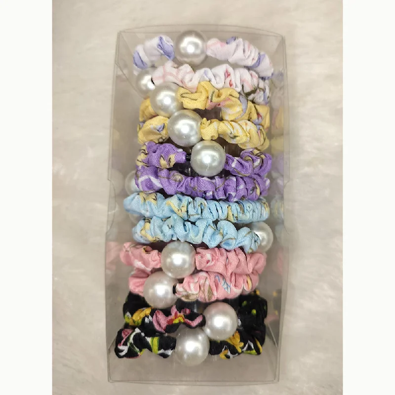 Abhinandan Pearl Multi Colors Korean Hair Rubber Band Combo