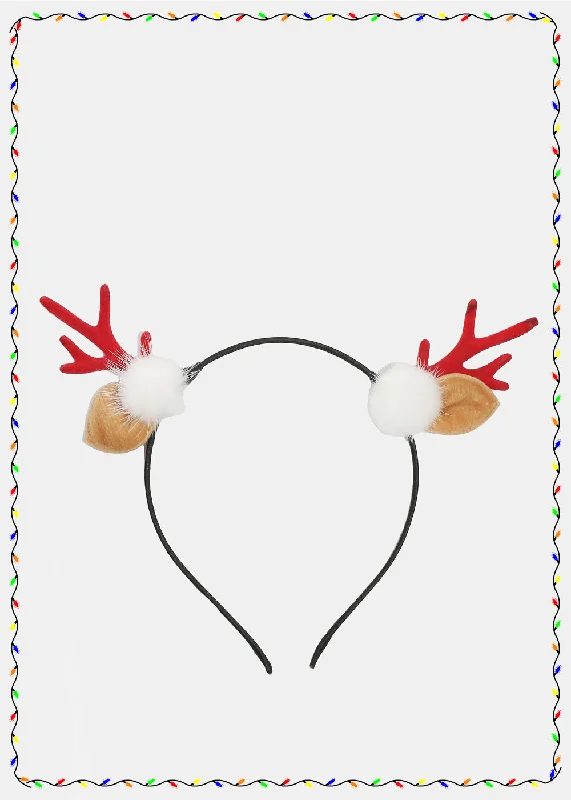 Miss A Christmas Headband - Red Antlers