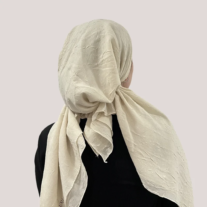 Light Cream Bamboo Pre-Tied Scarf