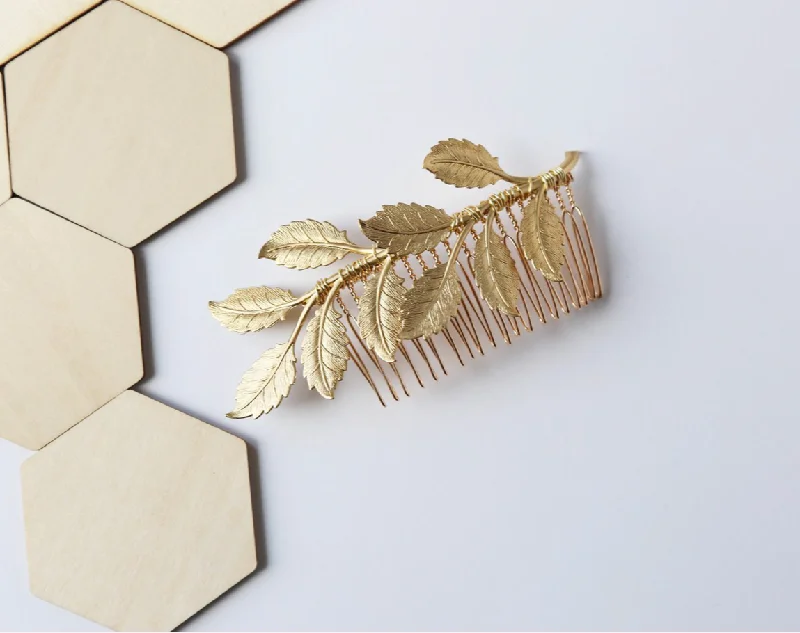 Goddess Brass Leaf Hair Comb