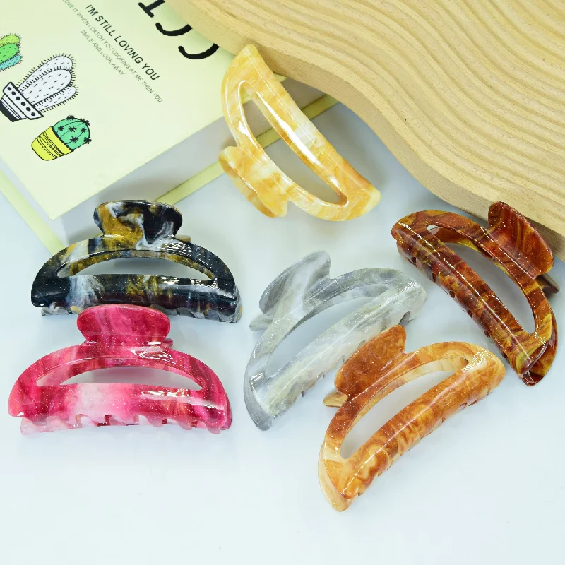 Wholesale Acrylic Marble Texture Hair Clips