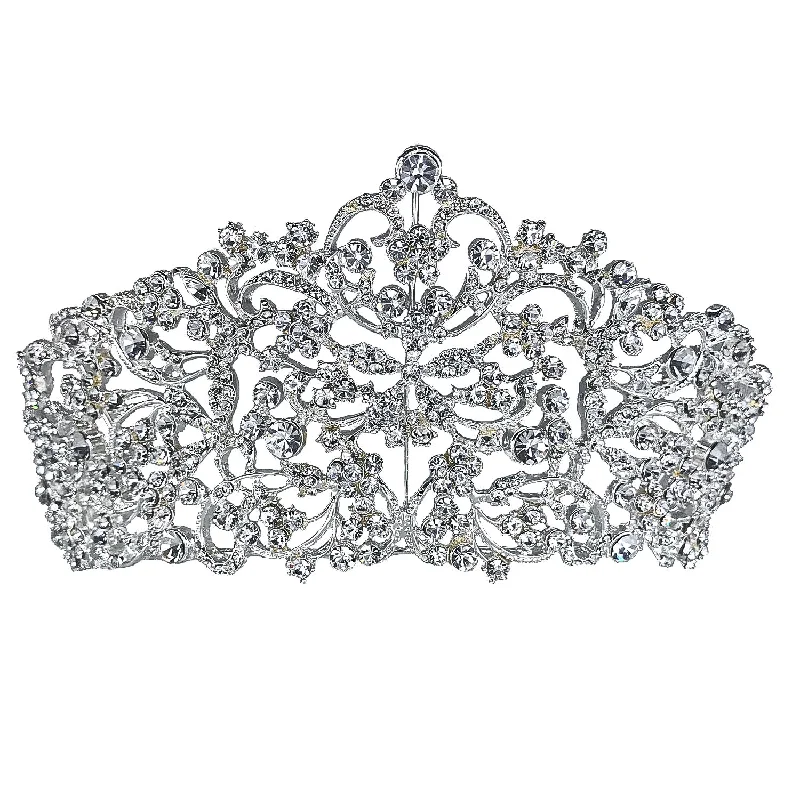 Patrina Floral Crystal Silver Tiara