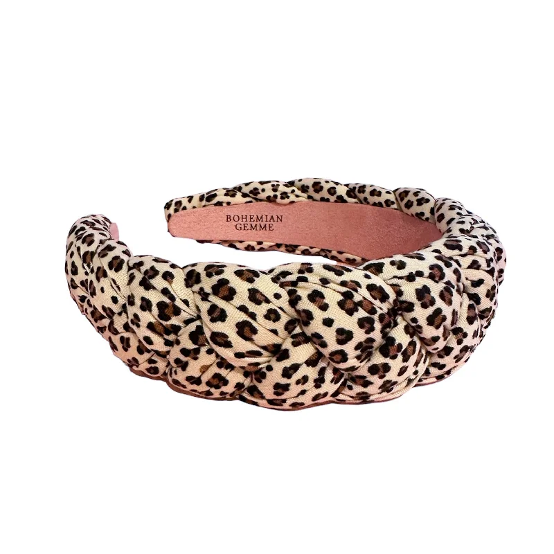 Braided Leopard Print Headband