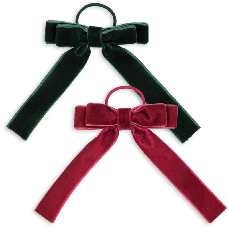 Konges Sløjd Green/Sangria 2 Pack Velvet Double Bow Elastic