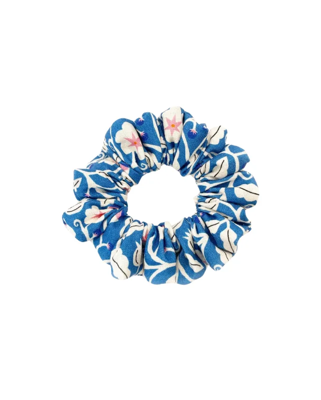 Blue Floral Scrunchie