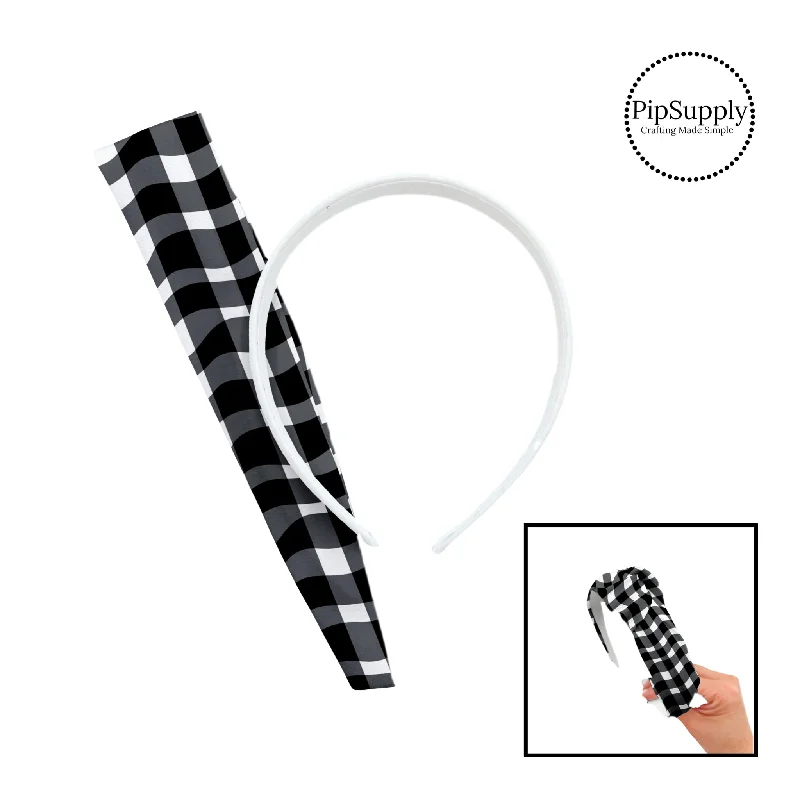 Wavy Black White Gingham DIY Knotted Headband Kit