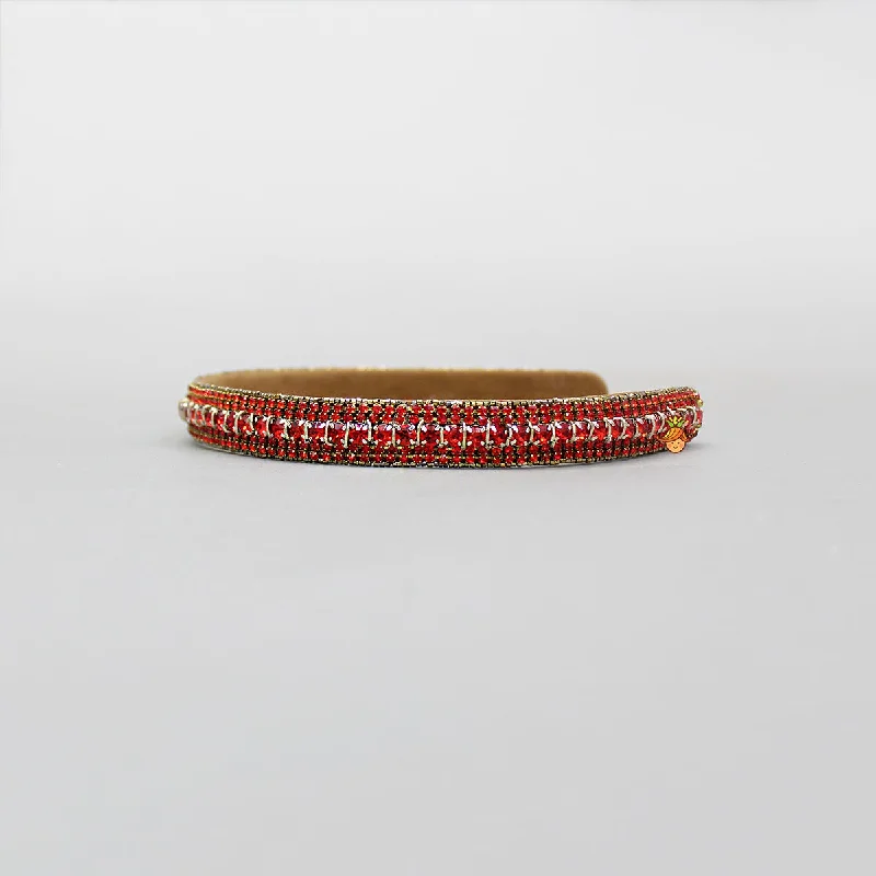 Red Artificial Stones Embellished Hairband