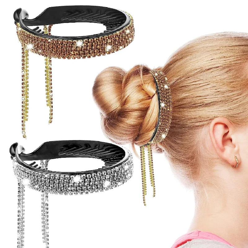 Wholesale Sparkling Diamond Tassel Ponytail Hair Tie Clip