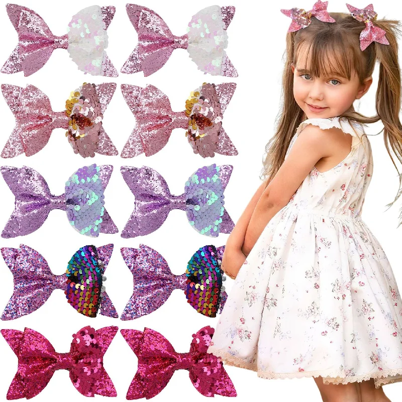 Wholesale Sequin Bow Glitter Hair Clips