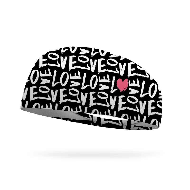 Black and White Love Wicking Performance Headband