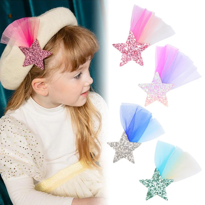 Wholesale Lace Color Star Fabric Hair Clips