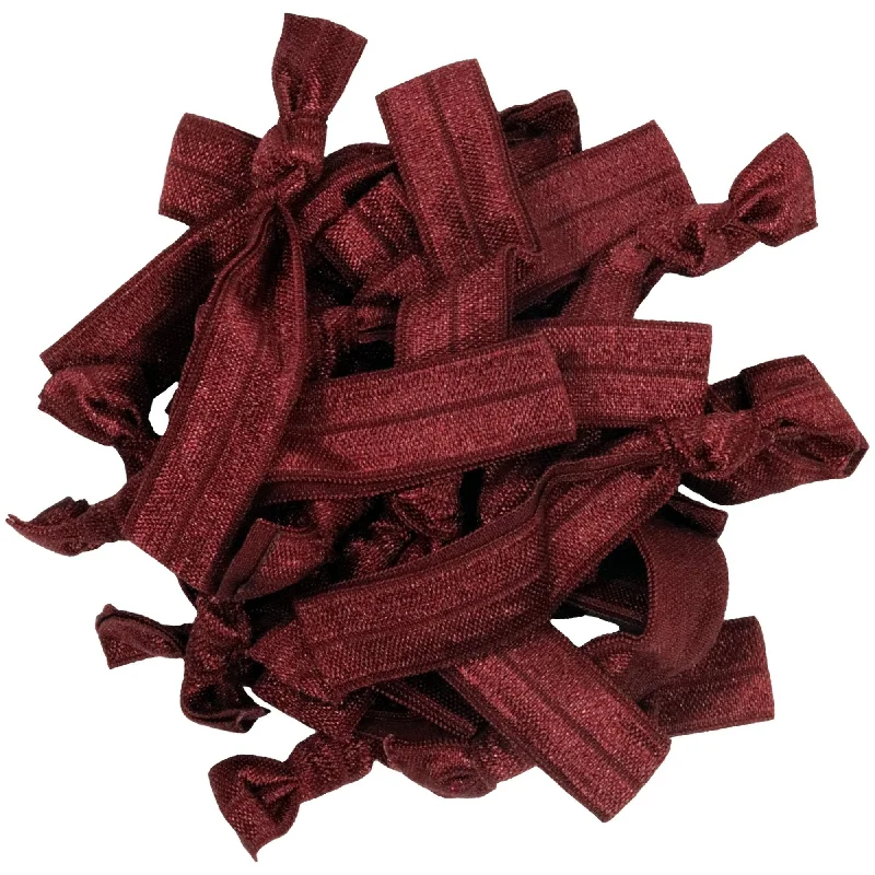 Maroon Ribbon Hair Ties - 20 Pack