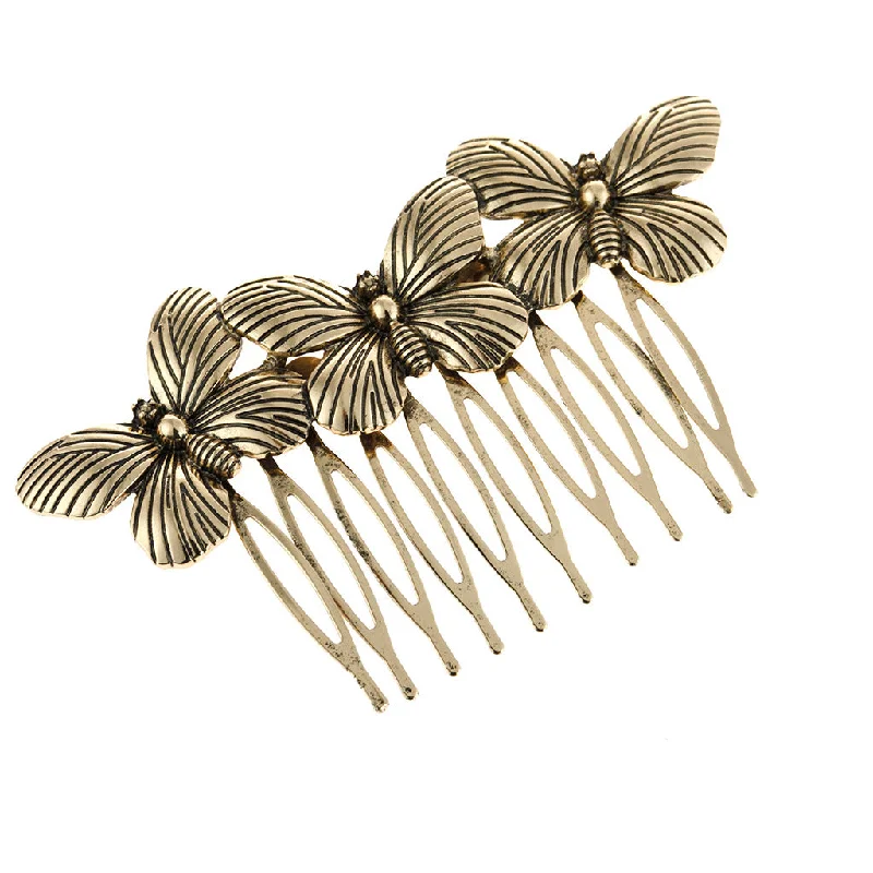 Wholesale Vintage Butterfly Hair Comb Gold Hair Comb