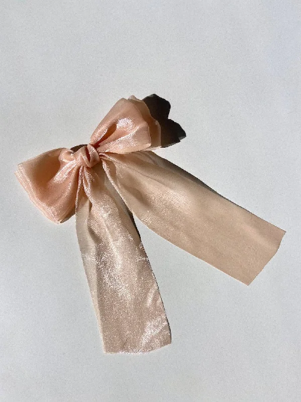 Beige Organza Hair Bow Barrette