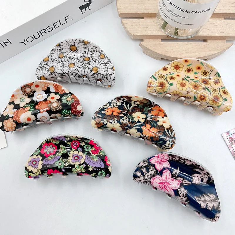 Wholesale Floral Pattern Acrylic Hair Clips