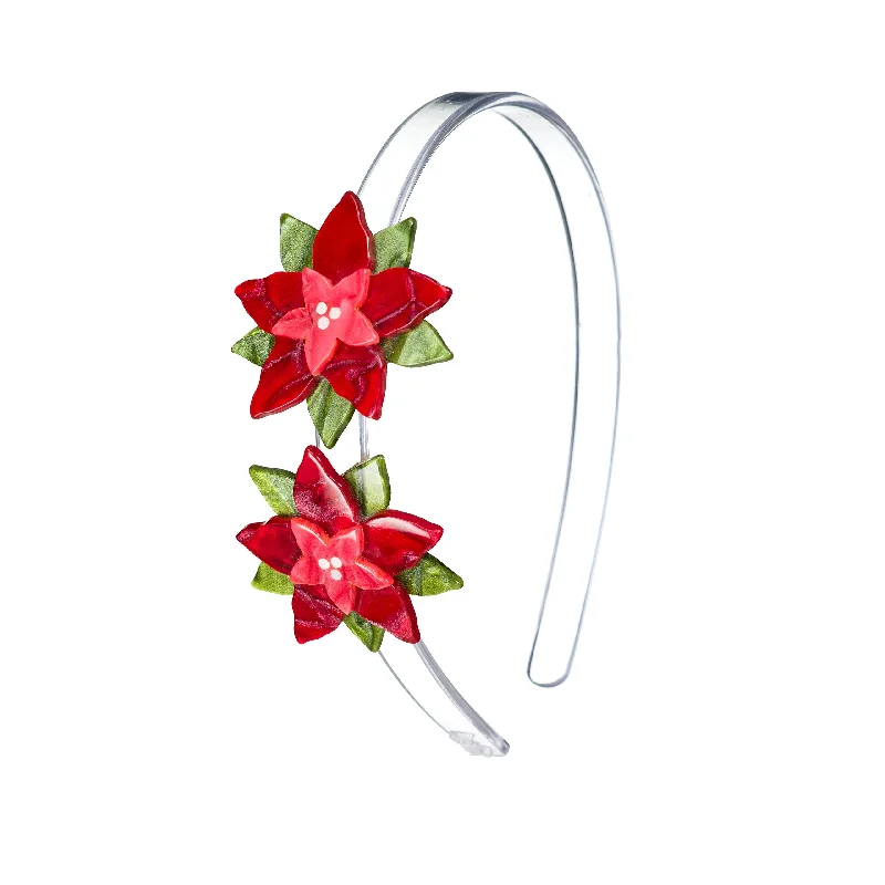 HOL23- Poinsettia Double Red Pearlized Headband