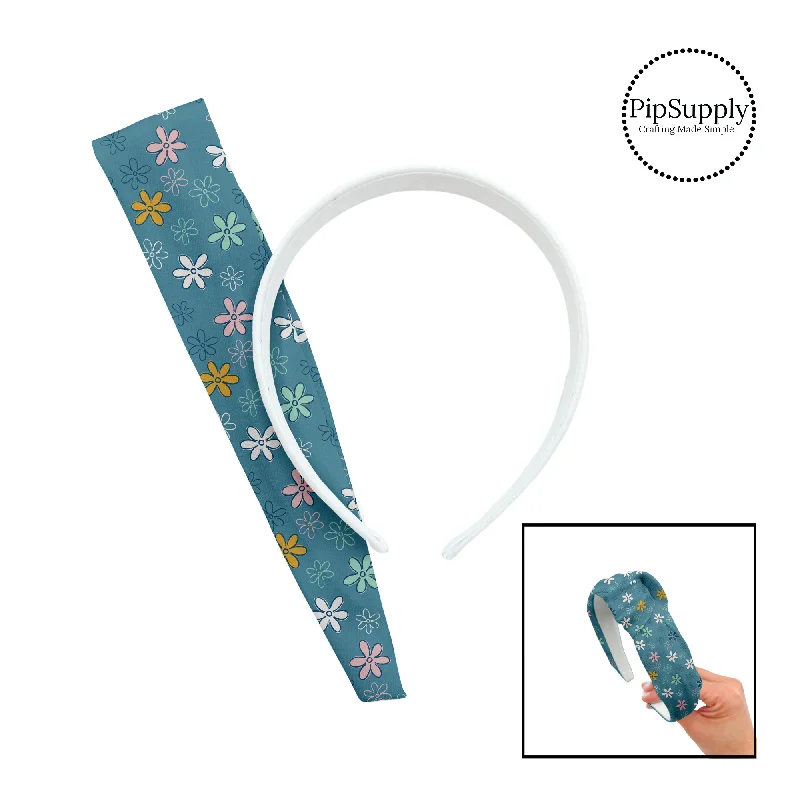 Multi Daisy Doodles Blue DIY Knotted Headband Kit