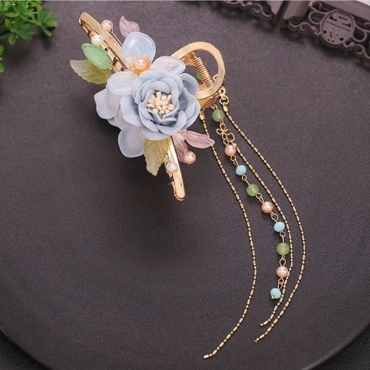 Orchid tassel hair clip