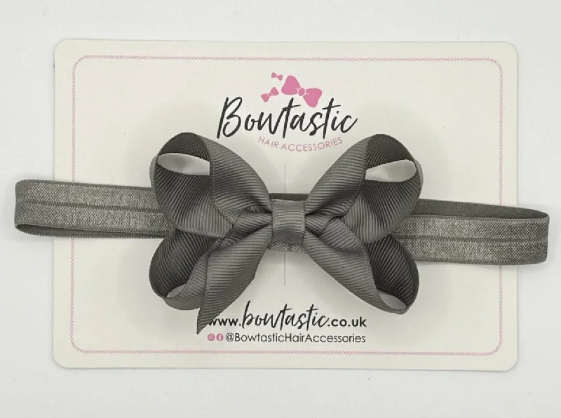 3.5 Inch Baby Headband - Metal Grey