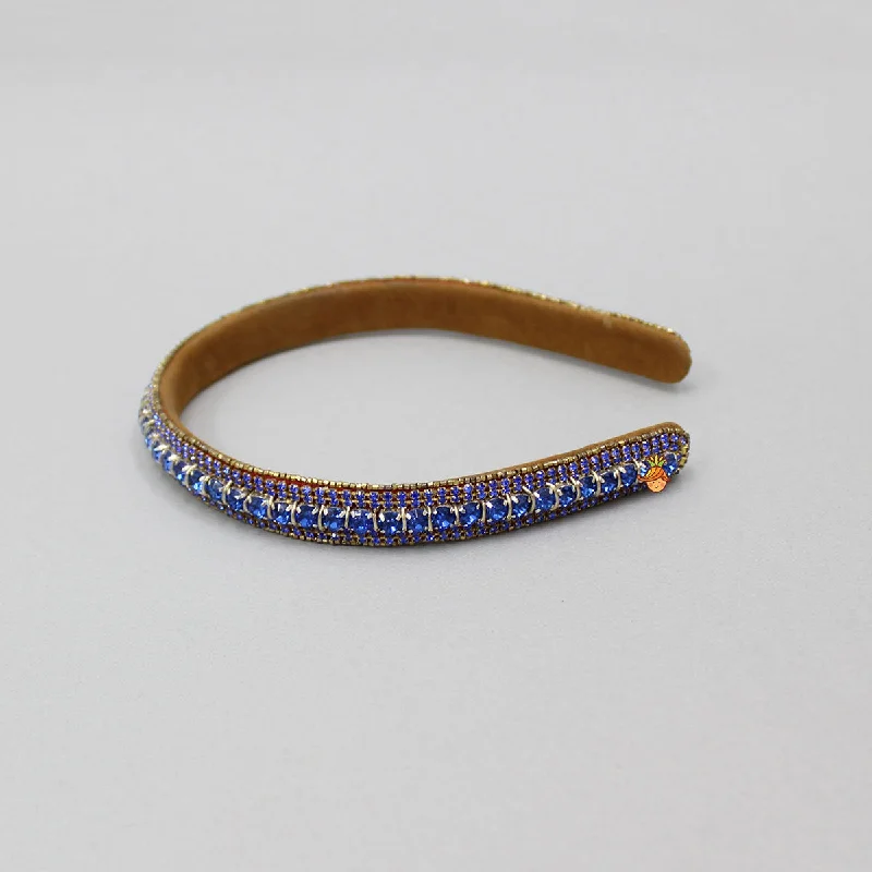 Blue Artificial Stones Embellished Hairband