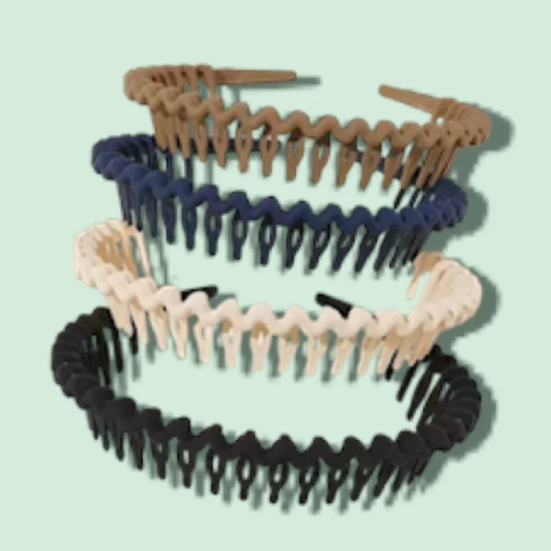 Plastic Hair Bands with Teeth, Thin Headbands for Women Girls Teens, Non Slip Hair Comb flexible teeth comb velvet  headband