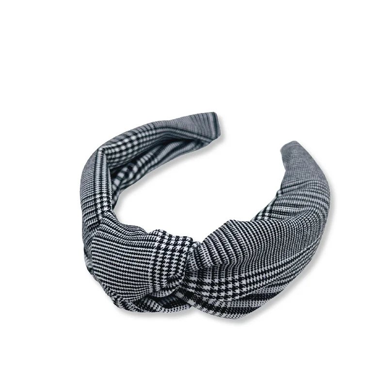 Black & White Plaid Hard Headband