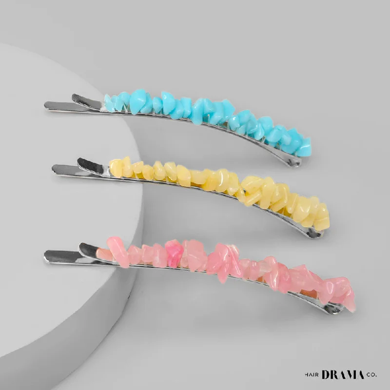 Marble Hair Pins - Set of 3 - Pastel