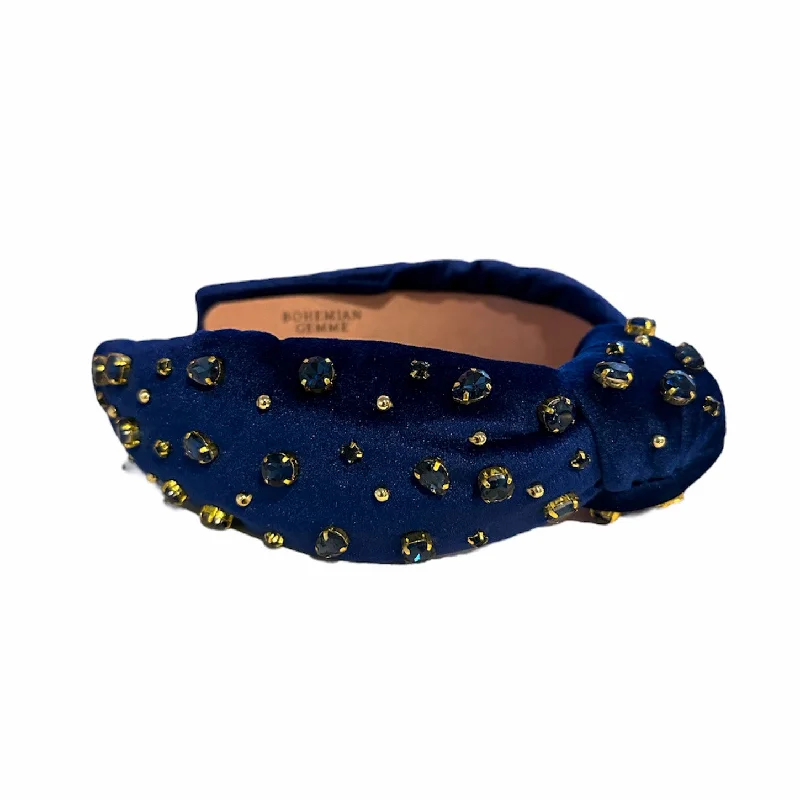 Navy Velvet Embellished Knotted Headband