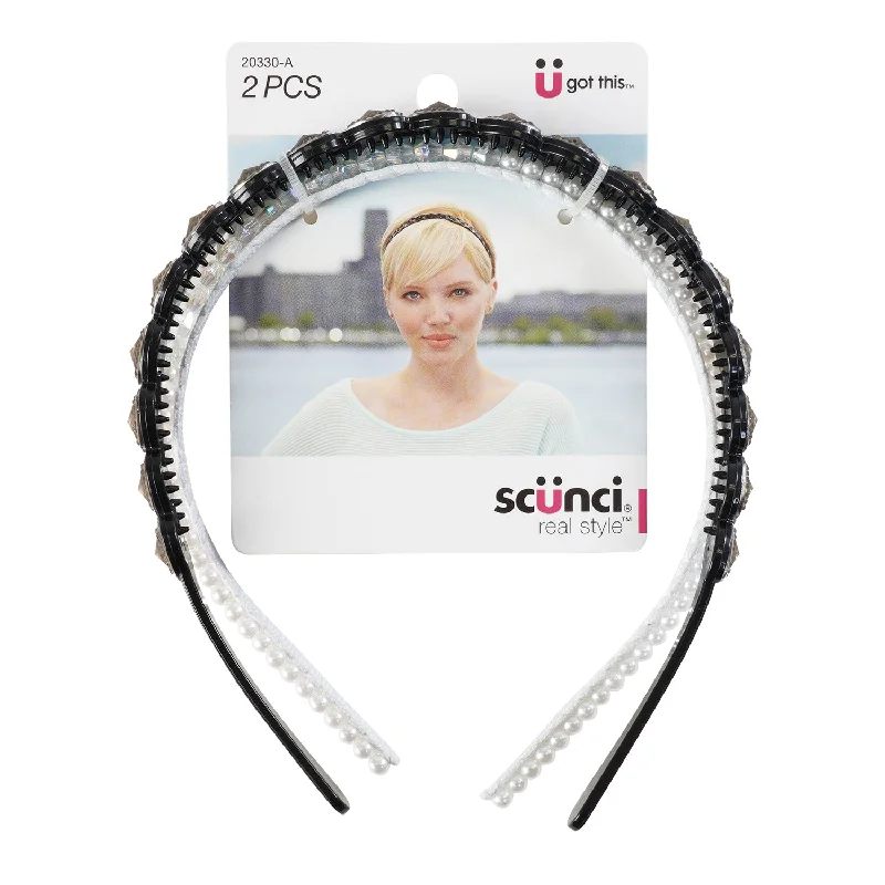 Scunci Pearl & STN Head Band 2pcs