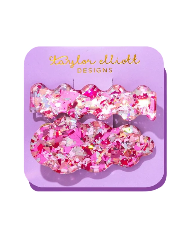 Pink Confetti Hair Clip Set