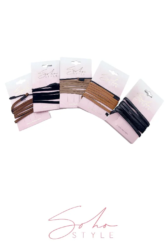 Set of 5 Leather Suede hair ties