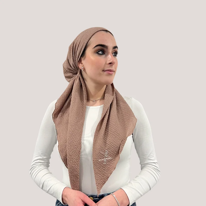 Sand Crinkle Pre-Tied Scarf