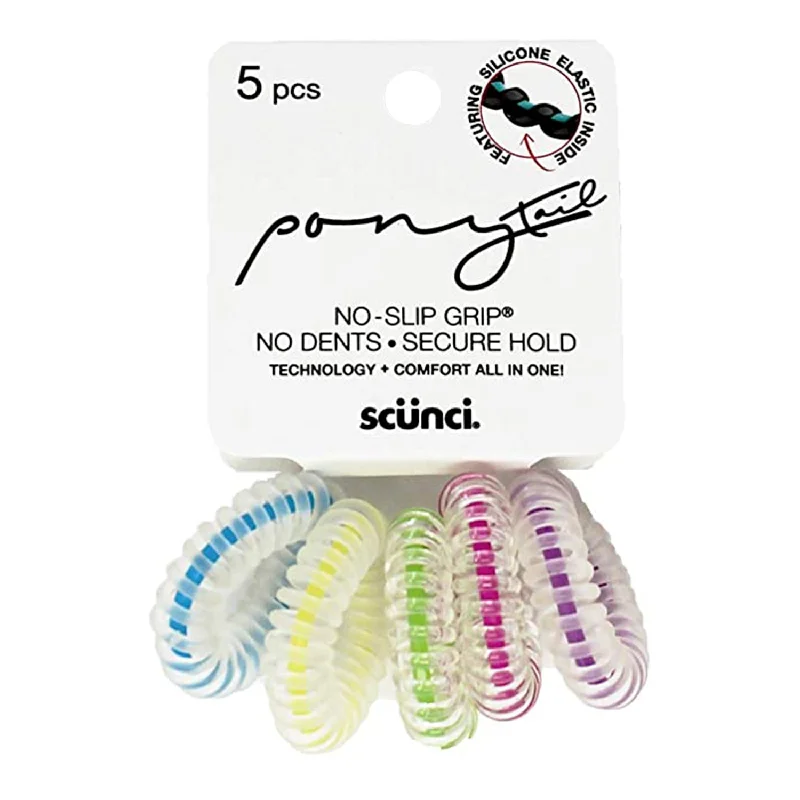 Scunci No Slip No Dents Secure Hold Spiral Elastics 5pcs