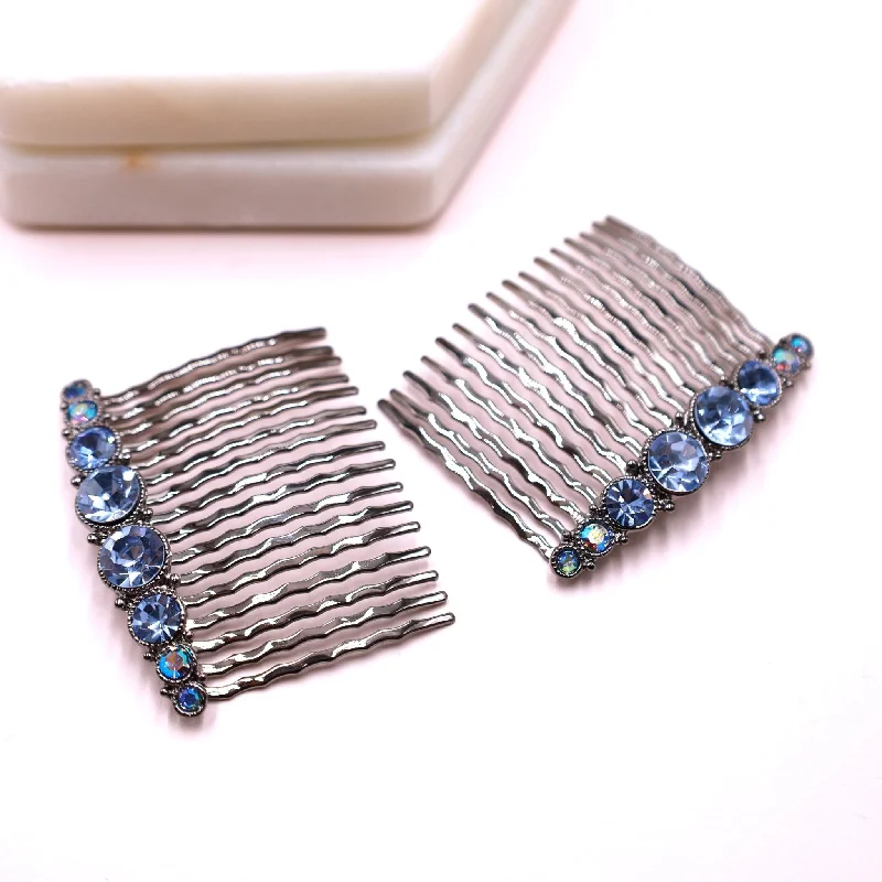 Light Blue Crystal Hair Accessorie Comb Set