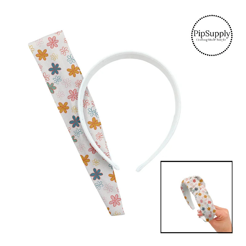 Multi Daisy Doodles Cream DIY Knotted Headband Kit