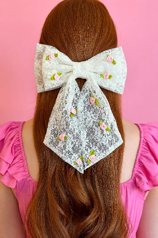 Edith White Lace Hair Bow