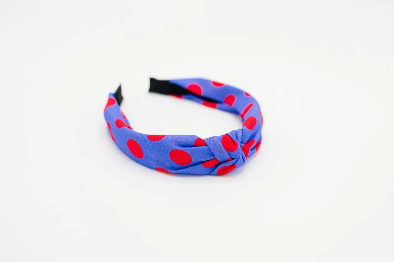 Blue & Red Polka Dot Knotted Headband