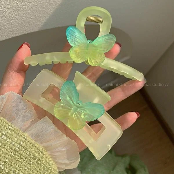 Wholesale Green Large Butterfly Acrylic Hair Clips