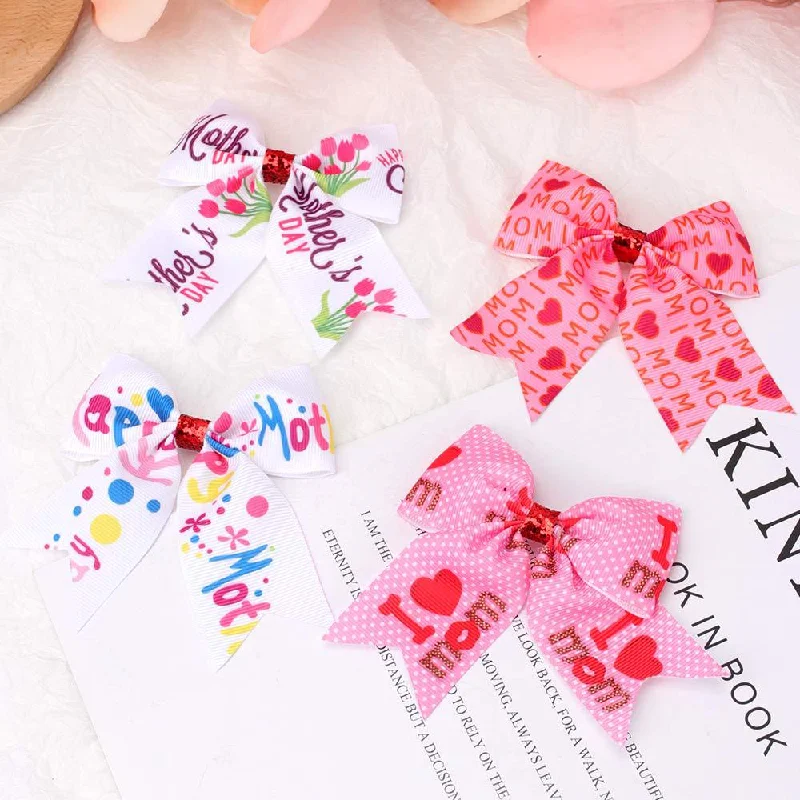 Wholesale Mother's Day Bows Cloth Hair Clips