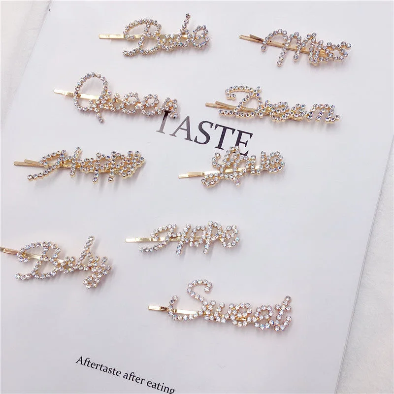 Wholesale Letter Alloy Hair Clips 12CPS