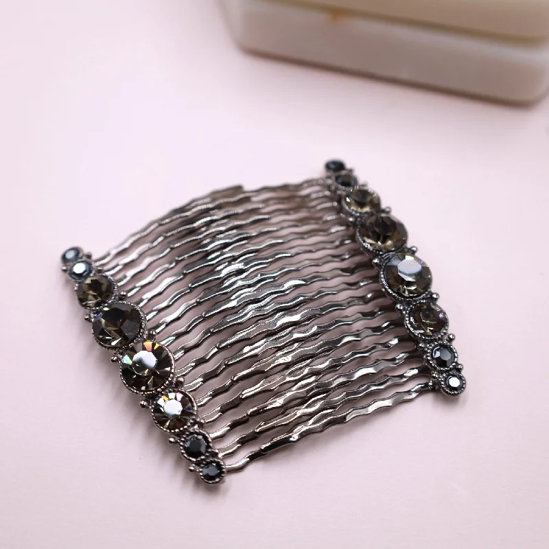 Gray Crystal Hair Accessorie Comb Set