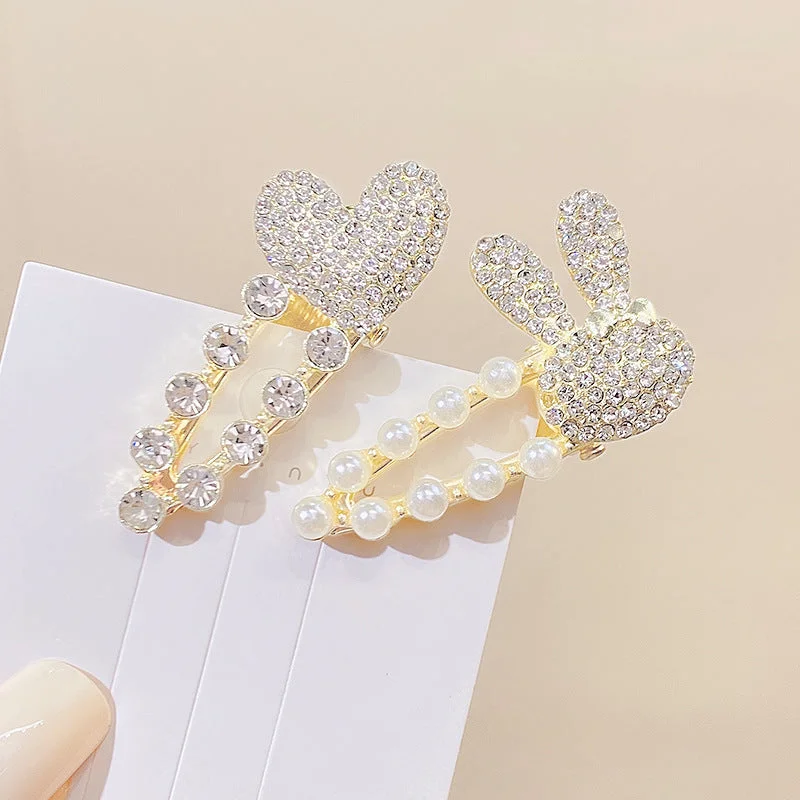 Wholesale Rhinestone Heart Bunny Metal Hair Clips