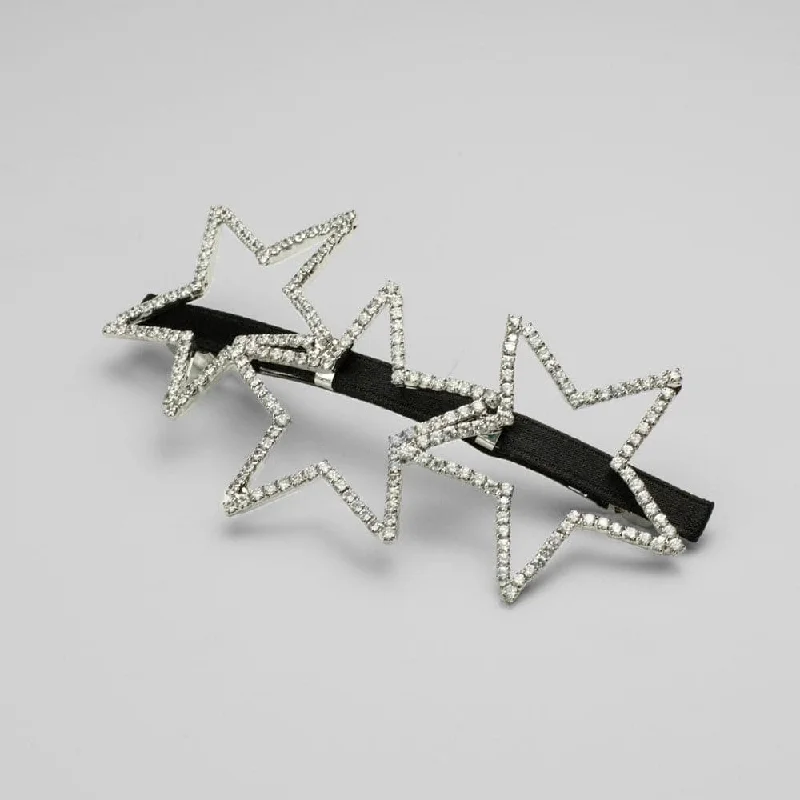 Crystal Three Star Barrette Clip