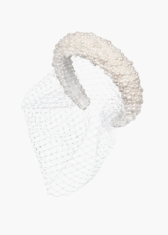 Bailey Voilette Headband -- Pearl