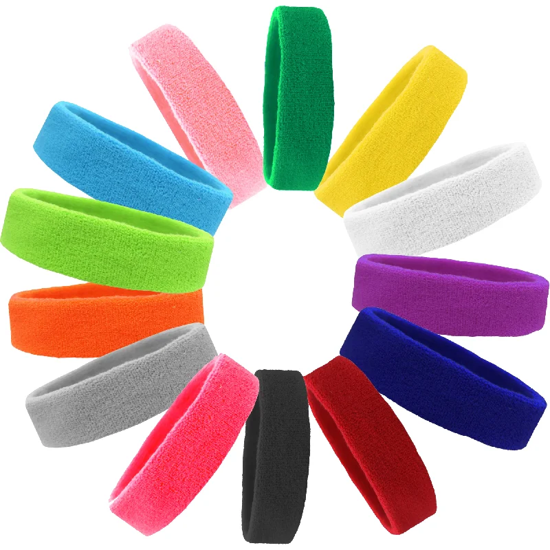 Sweatbands Soft Terry Cotton 12 pack Choose Colors & Quantities: