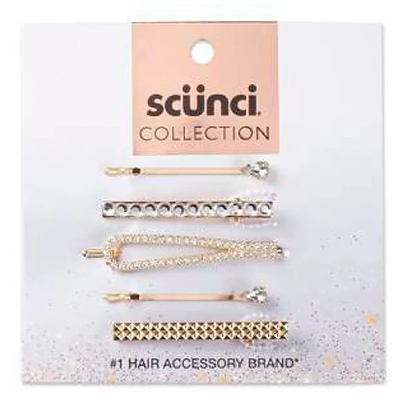 Scunci Collection Rhinestones Bobby Pins Set 5ct