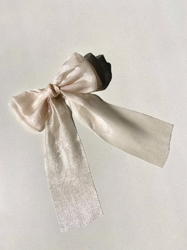 White Organza Hair Bow Barrette