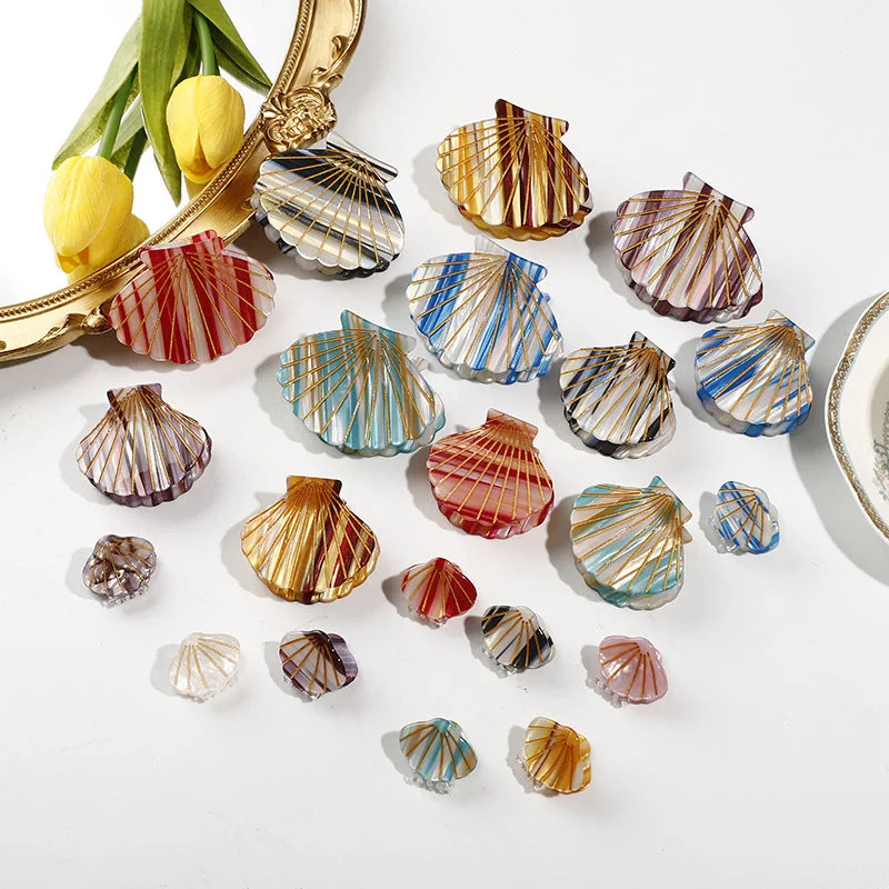 Wholesale Color Striped Acrylic Shell Hair Clips