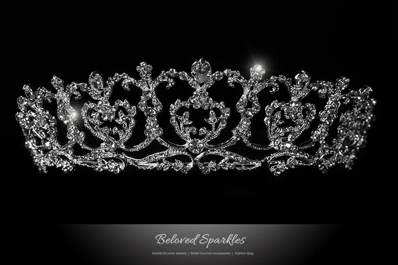 Diana Vintage Art Deco Heart Silver Tiara | Swarovski Crystal